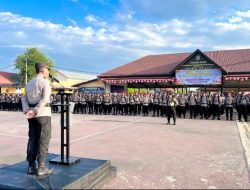Kabid Humas Polda Aceh Pimpin Apel Pergeseran Personel Pengamanan TPS di Mapolres Pidie