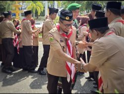 Kapolres Pidie Hadiri Pelepasan Kontingen Pramuka Kwarcab Pidie Untuk Mengikuti MTR Ke-XXIII