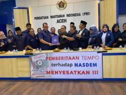 Nasdem Aceh: Pemberitaan Majalah Tempo Menyesatkan Disampaikan Dalam Pertemuan dengan PWI Aceh