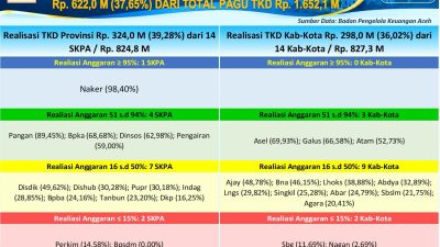 Realisasi Anggaran Tambahan TKD Aceh 2026 Capai Rp 621,96 Miliar, Publik Dapat Pantau Lewat Portal P2K